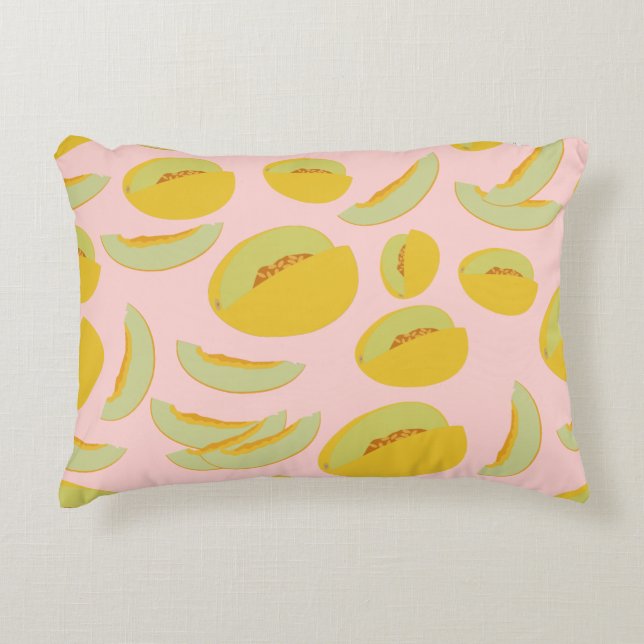 Honeydew Melons Fruit Pattern Accent Pillow (Front)