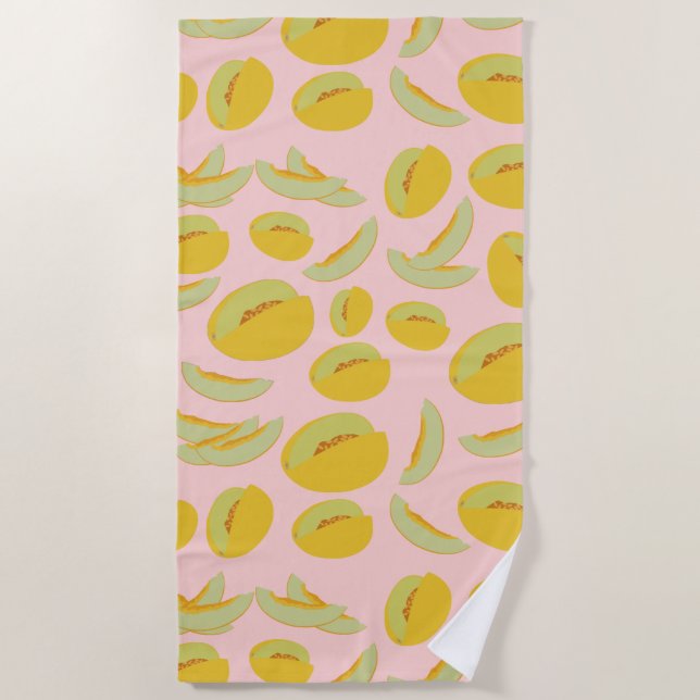 Honeydew Melons Fruit Pattern Beach Towel (Front)
