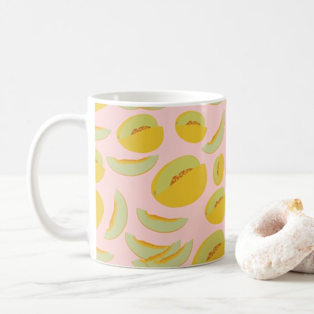 Honeydew Melons Fruit Pattern Flip Flops Coffee Mug (With Donut)
