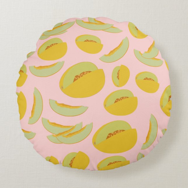 Honeydew Melons Fruit Pattern Round Pillow (Front)