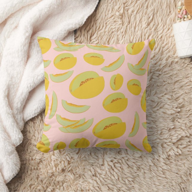 Honeydew Melons Fruit Pattern Throw Pillow (Blanket)