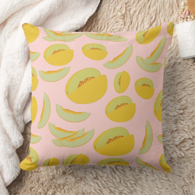 Honeydew Melons Fruit Pattern Throw Pillow (Blanket)
