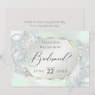 Honeydew Shimmery Will You Be My Bridesmaid Invitation