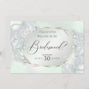 Honeydew Shimmery Will You Be My Bridesmaid Invitation