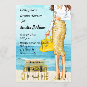 Honeymoon Bridal Shower Invitation Tropical