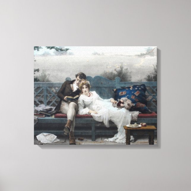 Honeymoon (Bride and Groom on a Bench) Canvas Print (Front)