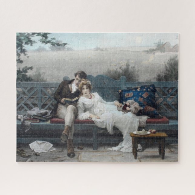 Honeymoon (Bride and Groom on a Bench) Jigsaw Puzzle (Horizontal)