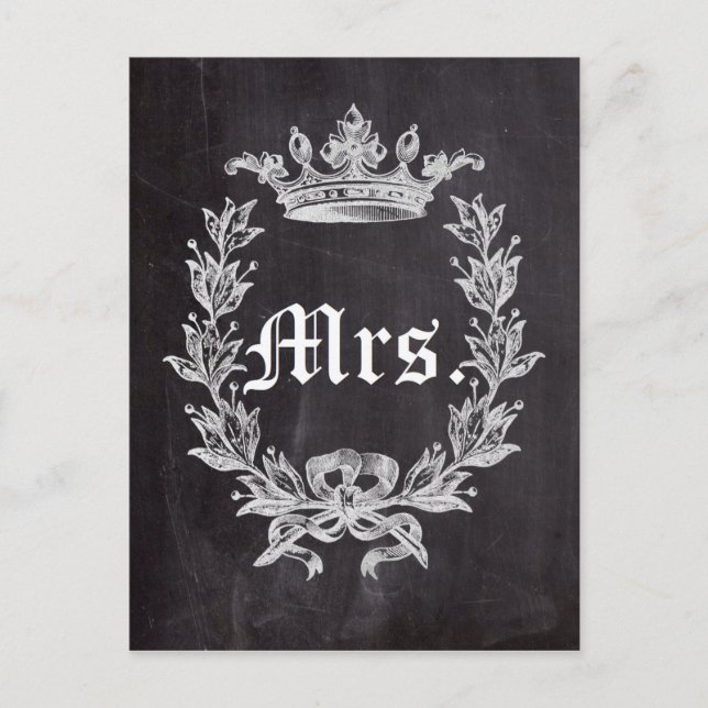 Honeymoon bride chalkboard future Mrs Postcard (Front)