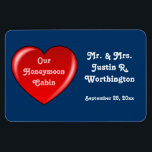 Honeymoon Cabin Blue Cruise Door Marker Magnet<br><div class="desc">Honeymoon Cabin Door Marker - dark blue background.  Personalize it!   
 Great idea for a bon voyage gift,  too!</div>