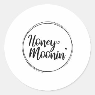 Honeymoon Couple Wedding Honeymoonin Brides Groom Classic Round Sticker