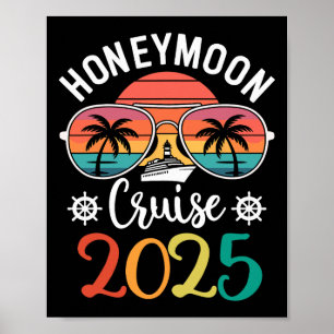 Honeymoon Cruise 2025 Just Married Matching Couple Poster