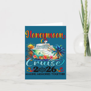 Honeymoon Cruise 2026 Just Married Illustration Card