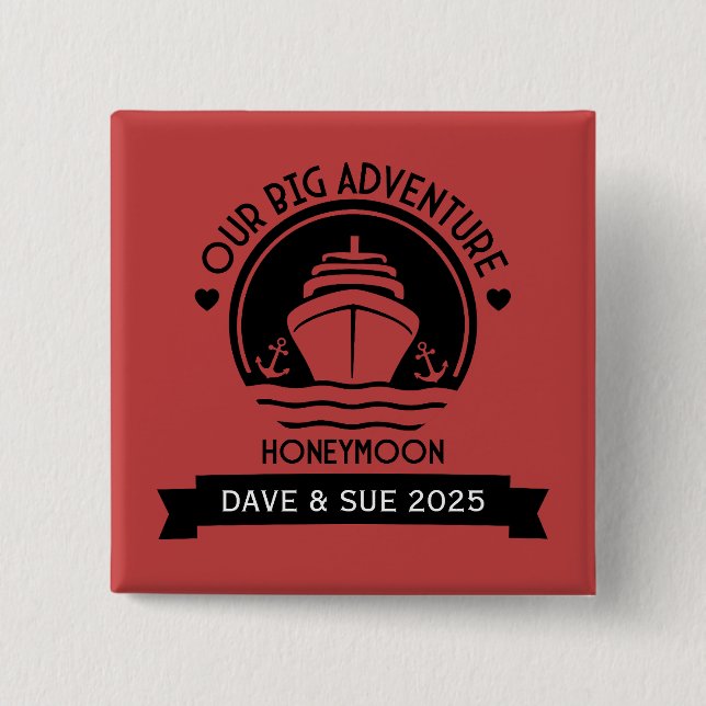 Honeymoon Cruise 2 Inch Square Button (Front)