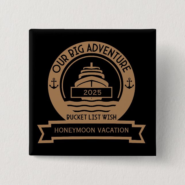 Honeymoon Cruise 2 Inch Square Button (Front)