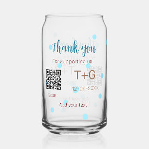 Honeymoon fund Add Q R code couple name wedding Can Glass