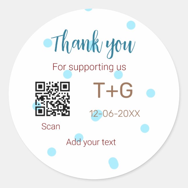 Honeymoon fund Add Q R code couple name wedding Classic Round Sticker (Front)