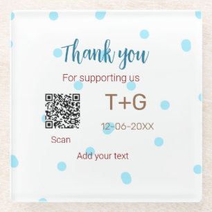 Honeymoon fund Add Q R code couple name wedding Glass Coaster
