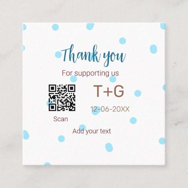 Honeymoon fund Add Q R code couple name wedding Square Business Card (Front)