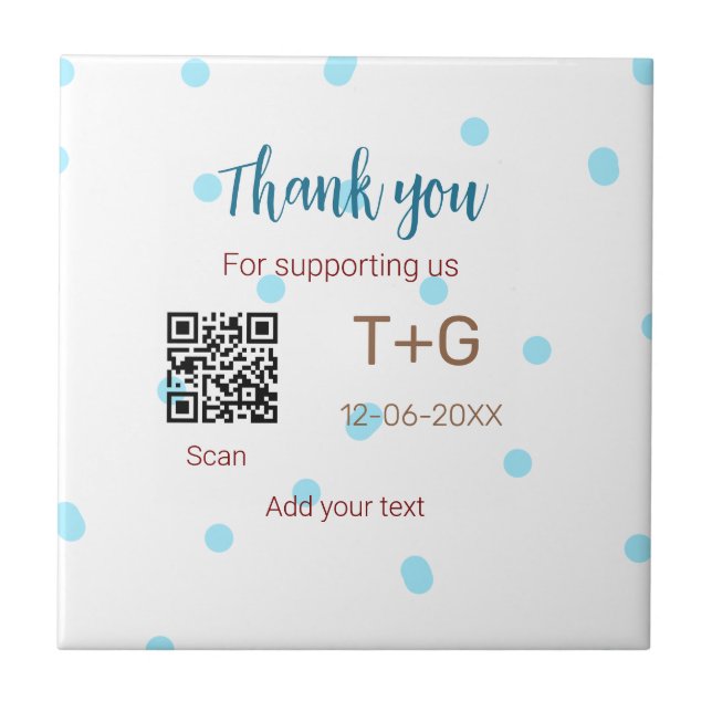 Honeymoon fund Add Q R code couple name wedding Tile (Front)