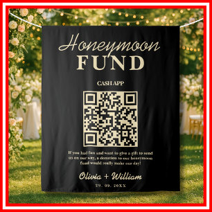 Honeymoon Fund Black QR Butter Yellow Backdrop Tapestry