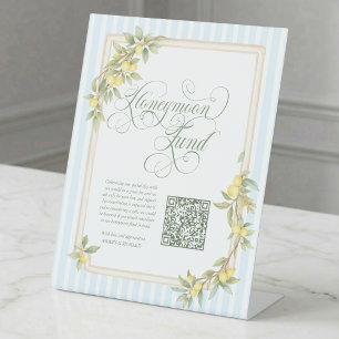 Honeymoon Fund Coastal Lemon Wedding Pedestal Sign