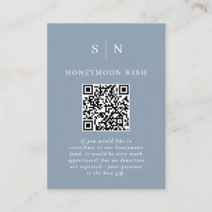 Honeymoon Fund Dusty Blue QR Code Registry Enclosure Card