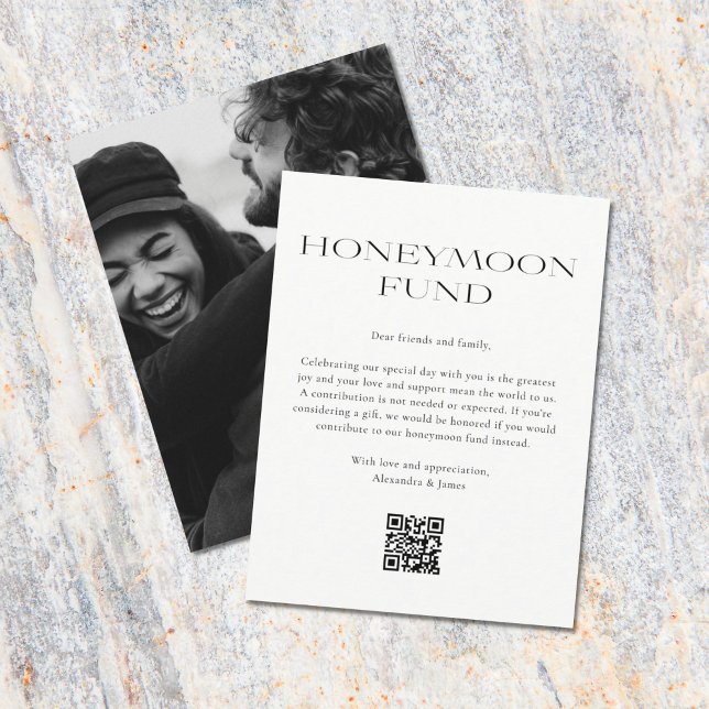 Honeymoon Fund Minimal Black White Wishing Well Enclosure Card (Creator Uploaded)