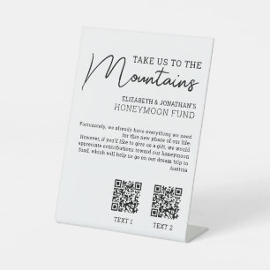 Honeymoon fund modern cash qr code pedestal sign
