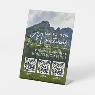 Honeymoon fund modern cash qr code pedestal sign