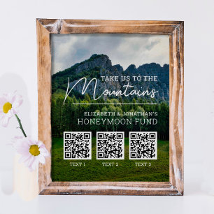 Honeymoon fund modern cash qr code  poster