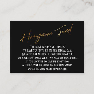 Honeymoon Fund Modern Gold Handwriting Wedding Enclosure Card