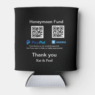 Honeymoon Fund PayPal Venmo QR code thank you Can Cooler