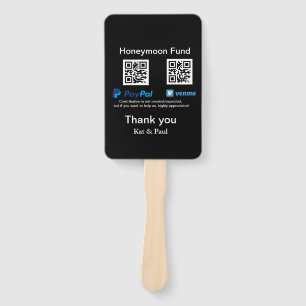 Honeymoon Fund PayPal Venmo QR code thank you Hand Fan