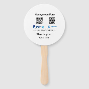 Honeymoon Fund PayPal Venmo QR code thank you Hand Fan