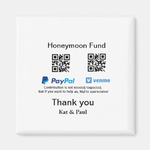 Honeymoon Fund PayPal Venmo QR code thank you Magnet