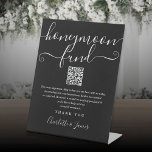 Honeymoon Fund QR Code Black And White Pedestal Sign<br><div class="desc">An elegant black and white honeymoon fund sign,  personalized with your special message,  names and wishing well QR code. Designed by Thisisnotme©</div>