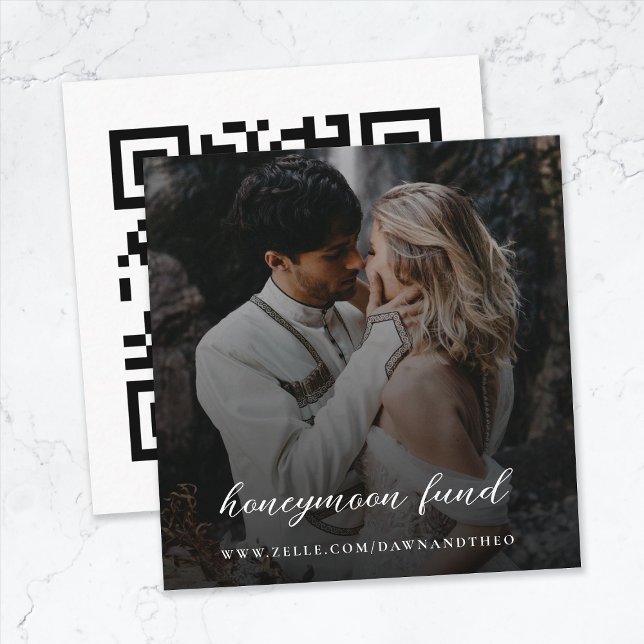 Honeymoon Fund QR Code Digital Gift Wedding Photo Enclosure Card (Creator Uploaded)