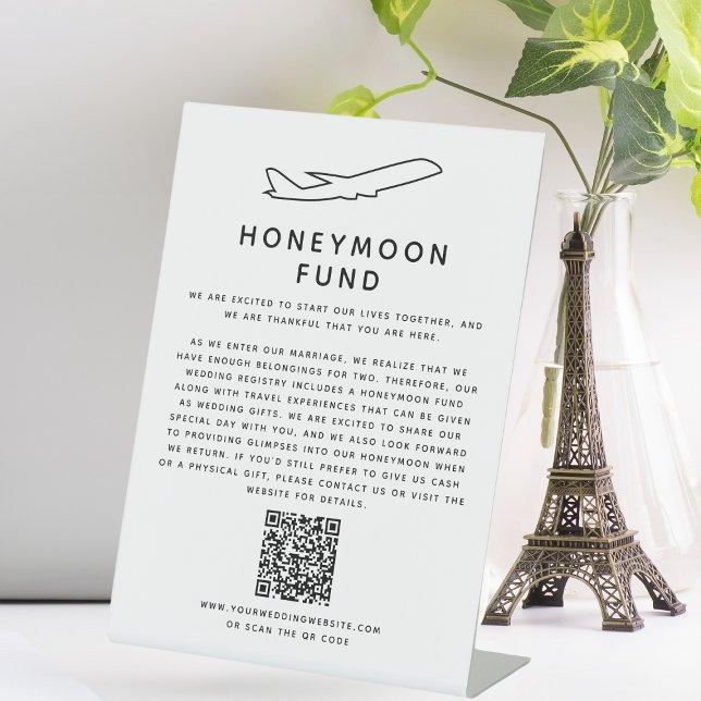 Honeymoon Fund QR Code Digital Wedding Registry Pedestal Sign (Honeymoon Fund QR Code Digital Wedding Registry Pedestal Sign
)