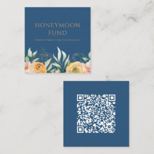 Honeymoon Fund QR Code Elegant Floral Wedding Enclosure Card