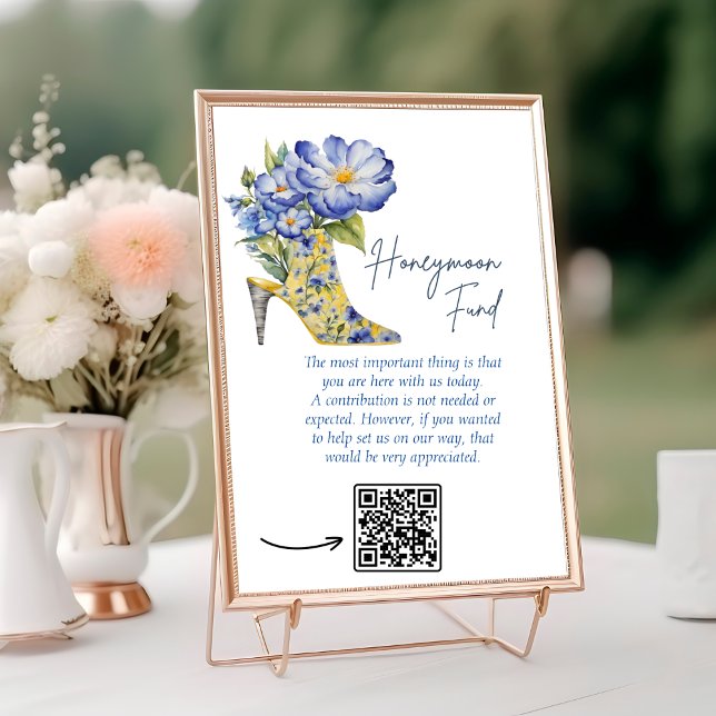 Honeymoon Fund QR code High-Heel Bridal shower  Table Number (Creator Uploaded)
