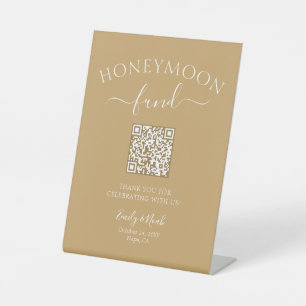 Honeymoon Fund QR Code Minimalist Wedding Pedestal Sign