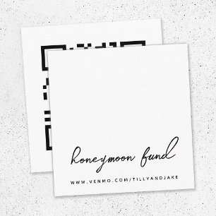 Honeymoon Fund QR Code Minimalist White Wedding Enclosure Card