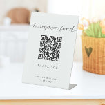 Honeymoon Fund QR Code Minimalit Wedding Modern Pedestal Sign<br><div class="desc">Honeymoon fund - elegant and simple wedding sign.</div>