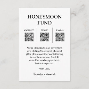Honeymoon Fund QR Code Photo Enclosure Card