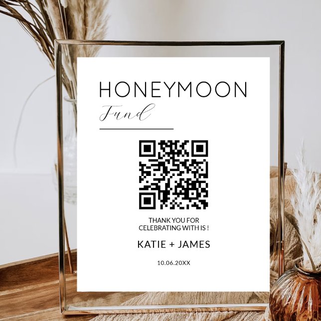 Honeymoon Fund QR Code Registry Wedding Wishing Poster (Creator Uploaded)