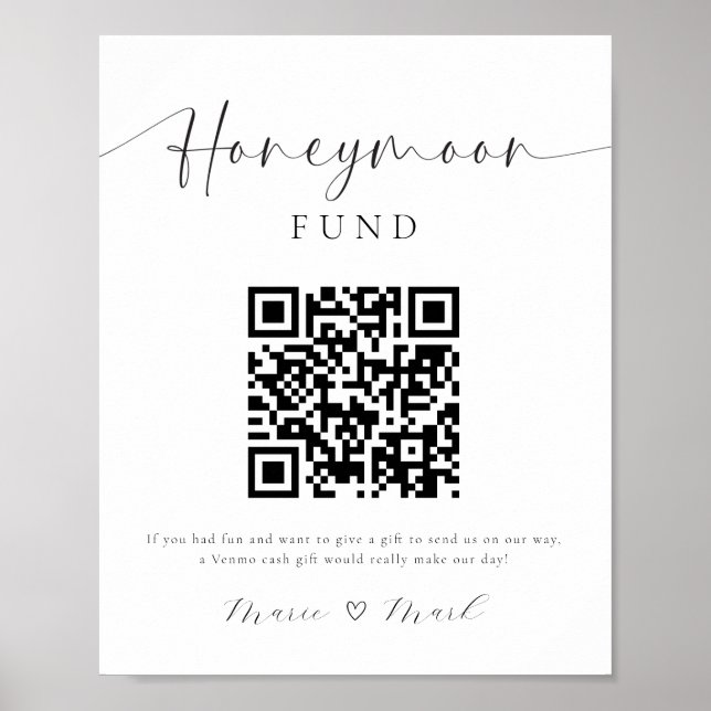 Honeymoon Fund QR Code Sign (Front)