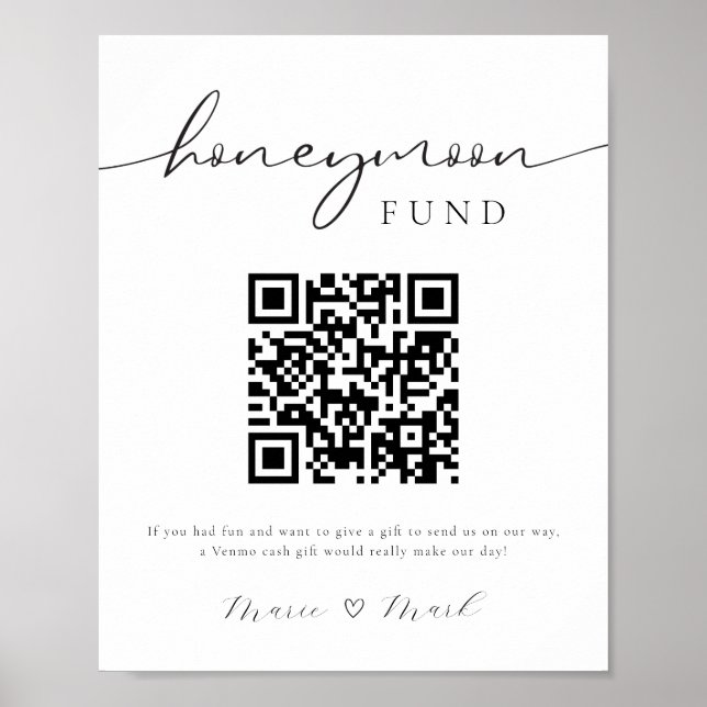 Honeymoon Fund QR Code Sign (Front)