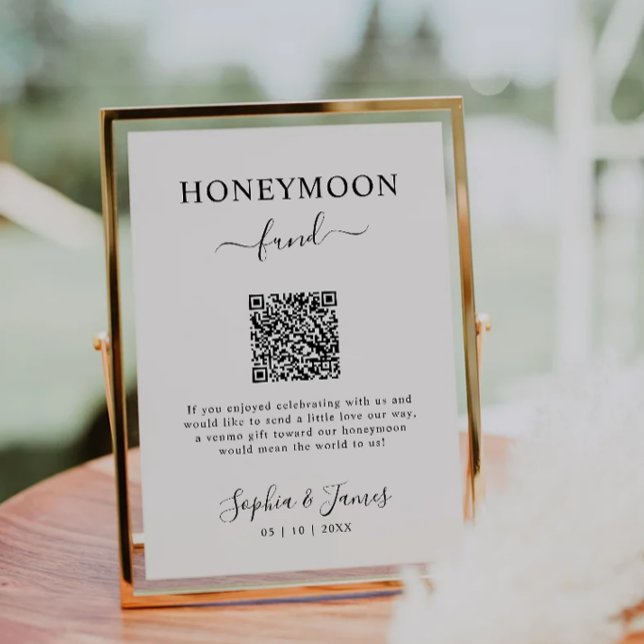 Honeymoon Fund QR Code Sign Printable, Wedding  Invitation (Honeymoon Fund QR Code Sign Printable, Wedding Invitation)