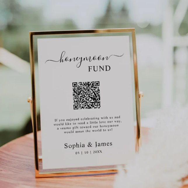 Honeymoon Fund QR Code Sign Printable, Wedding  Invitation (Honeymoon Fund QR Code Sign Printable, Wedding Invitation)
