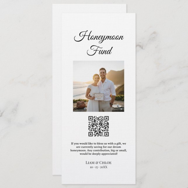 Honeymoon Fund QR Code Sign Wedding Honeymoon Invitation (Front/Back)